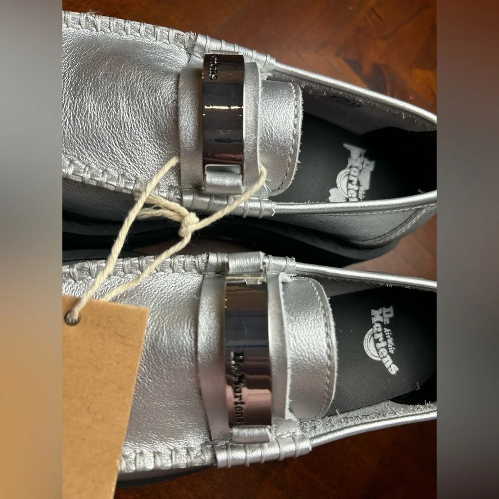 NEW Dr. Martens Silver Shoes with Black Soles